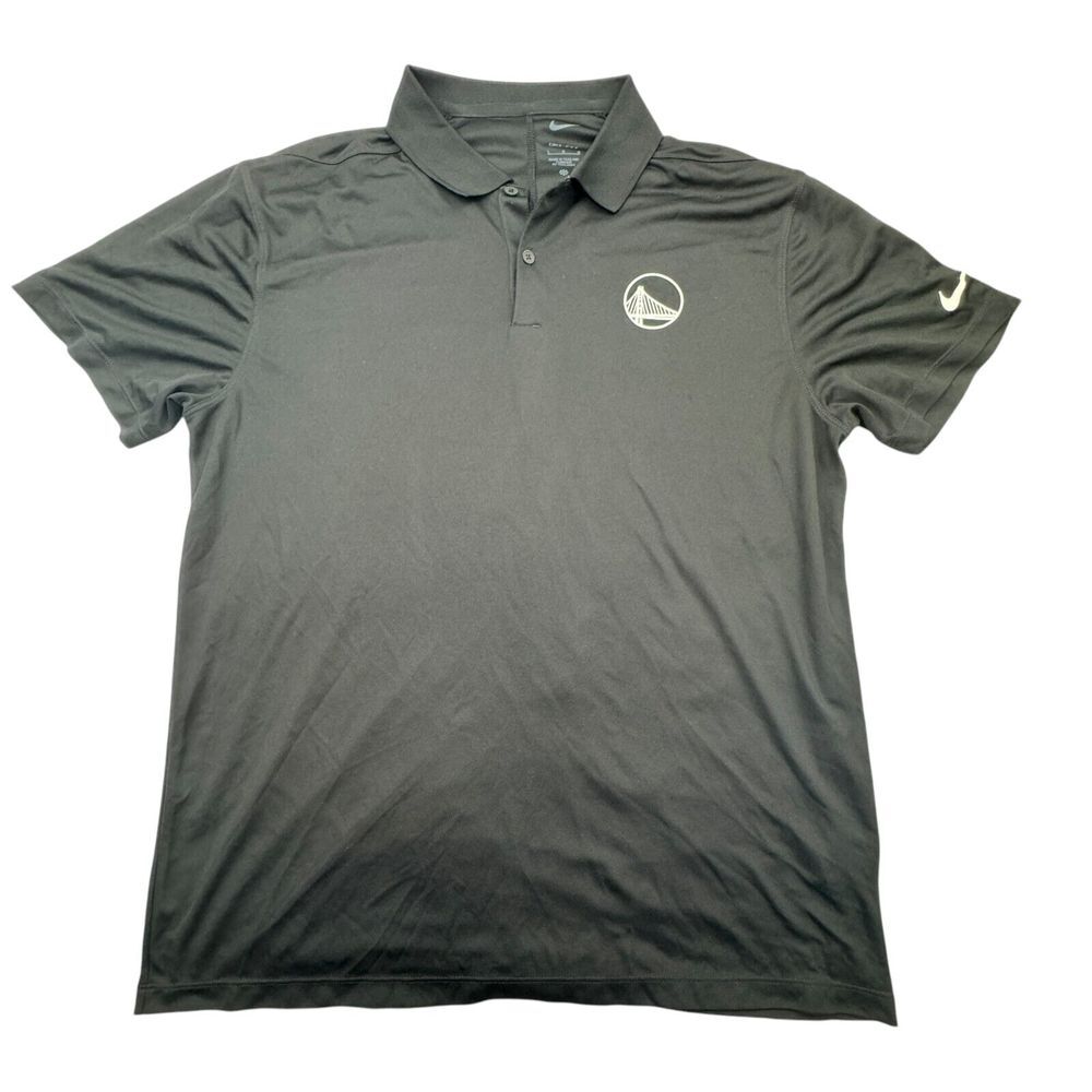 Golden State Warriors Nike Polo Shirt Mens L Black Dri Fit Short Sleeve Collar